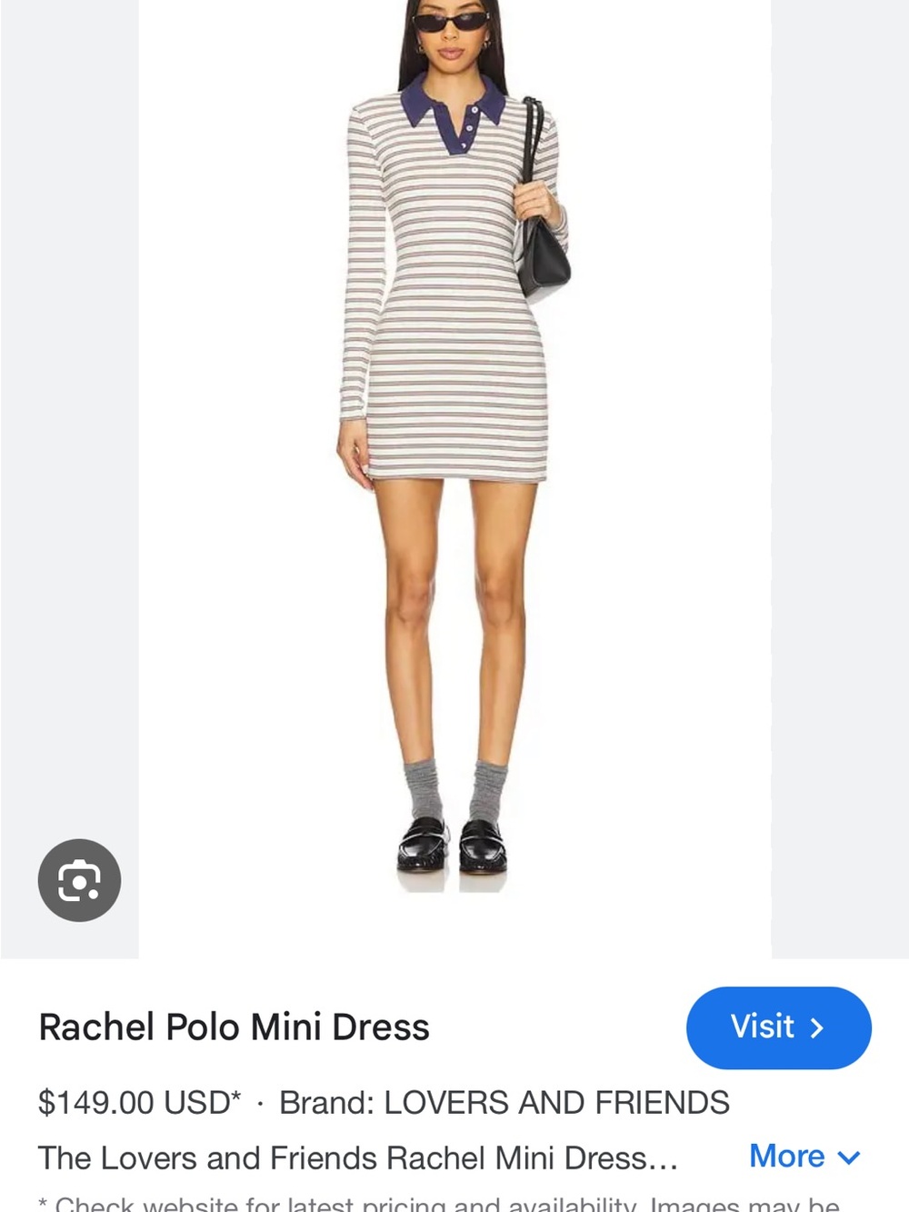 Lovers + Friends Cream Striped Polo Top with Navy Trim